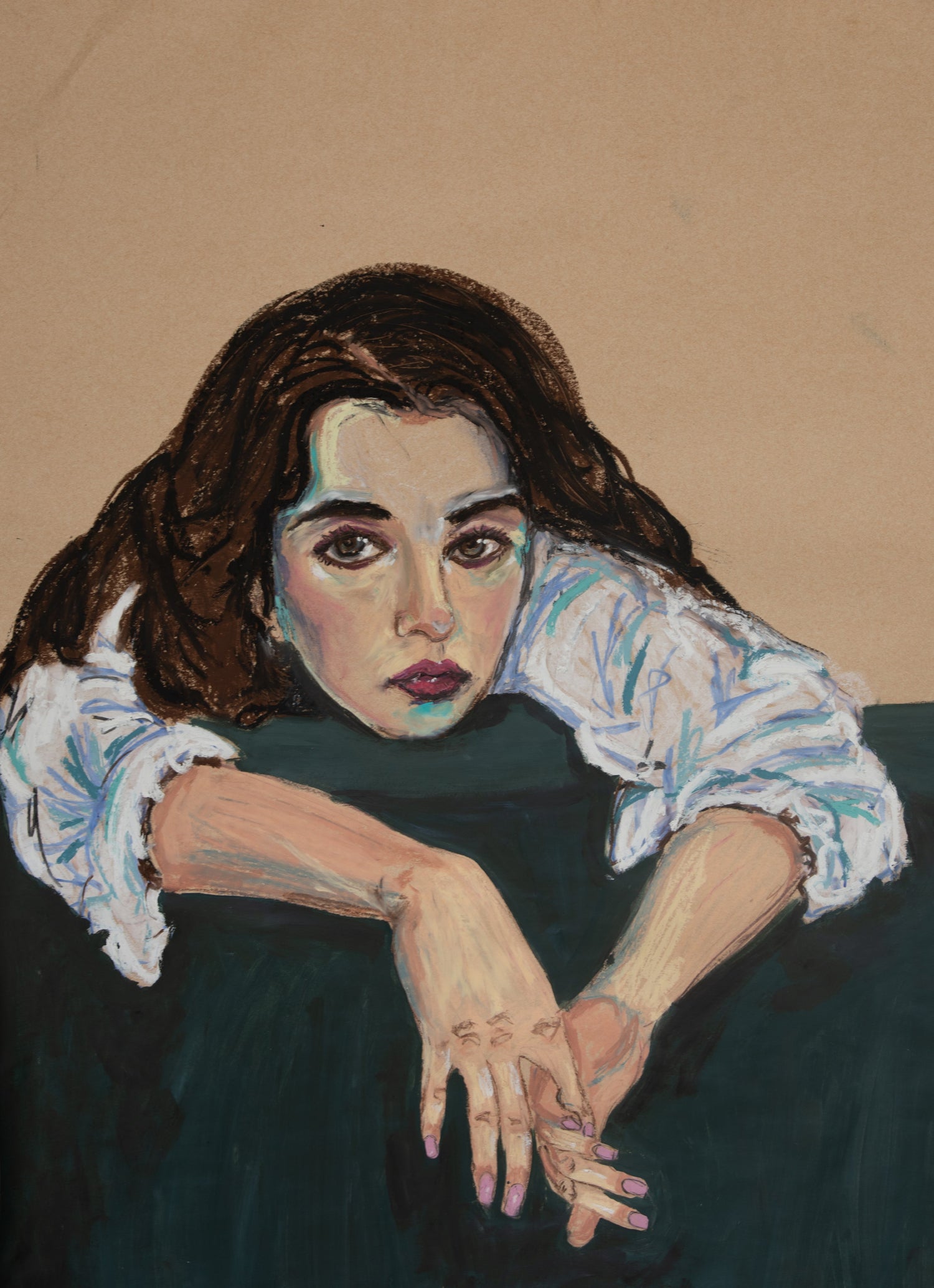 Pastel paintings on brown paper
